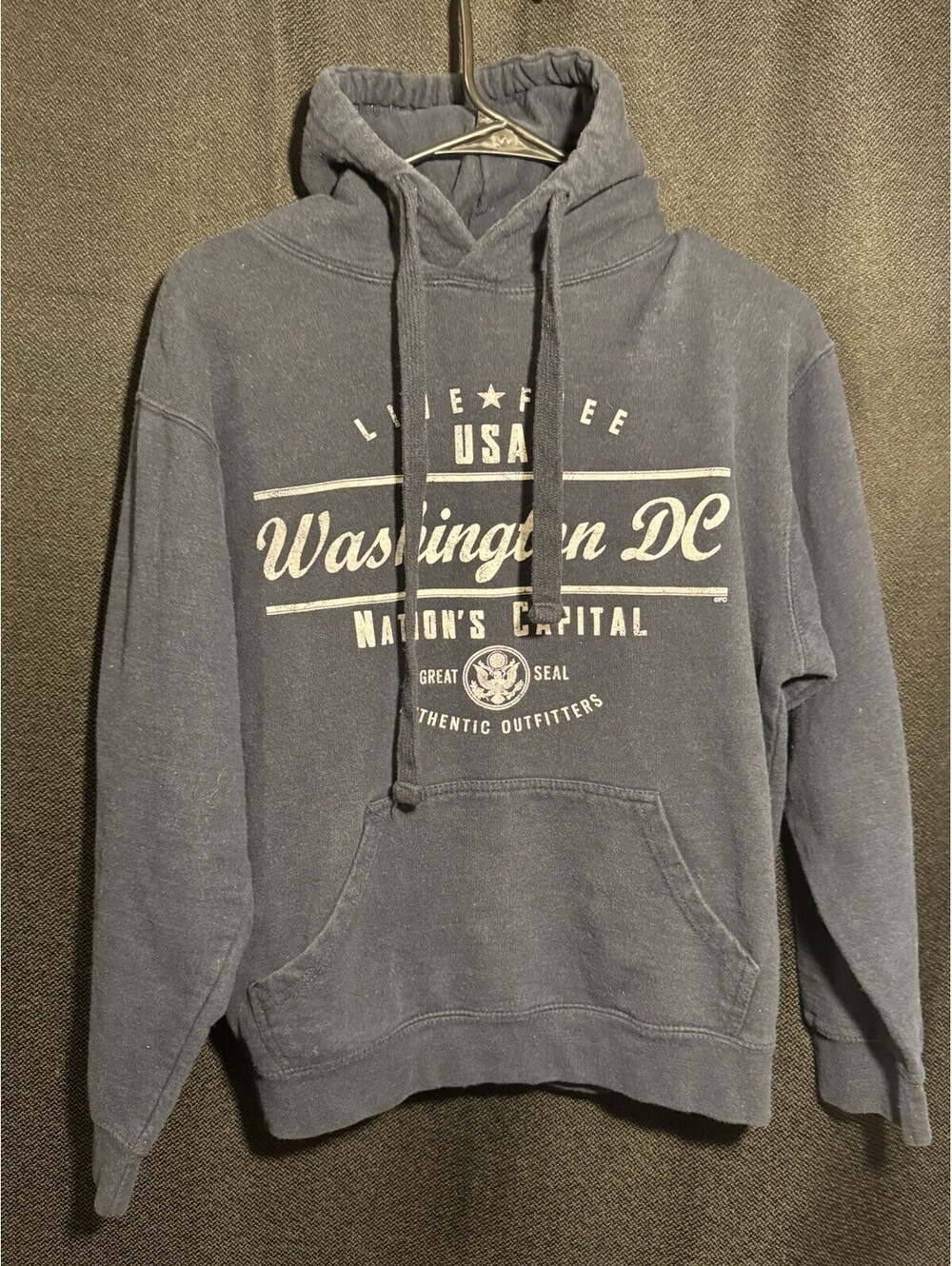 Washington DC Nation’s Capital USA Graphic Pullover Hoodie Size S Gray